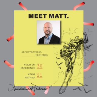 Meet Matt! 😎
Matt has a wealth of experience in all things IT, graphic art and illustration AND architectural design. Flip through his employee spotlight <----to get his take on working in the design field, his experience working at Architectural Partners, and...superheroes. 
#employeespotlight @matt.tyree.art 
#employeeappreciation #architecturalpartners #lynchburgva #downtownlynchburg #lyhregion